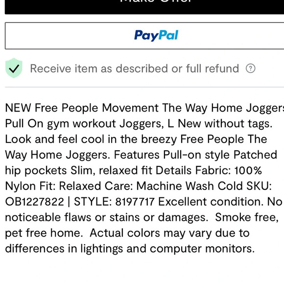 Free People Movement The Way Home Light Weight Jogger Pants Size Large Nwot - Picture 12 of 12